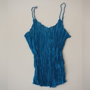 Kaelyn Max Plisse Blue Sheer Y2K Tank - Size Large